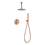 Conjunto ducha termostático empotrado Palau oro rosa cepillado Imex