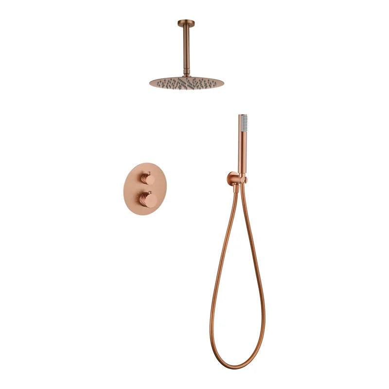 Conjunto Ducha Termostático Empotrado Palau Imex Oro rosa cepillado