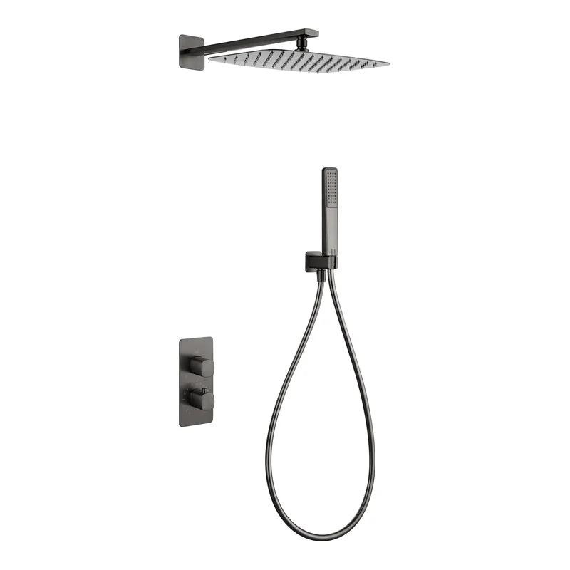 Conjunto Ducha Termostático Empotrado Toscana Imex Black gun metal