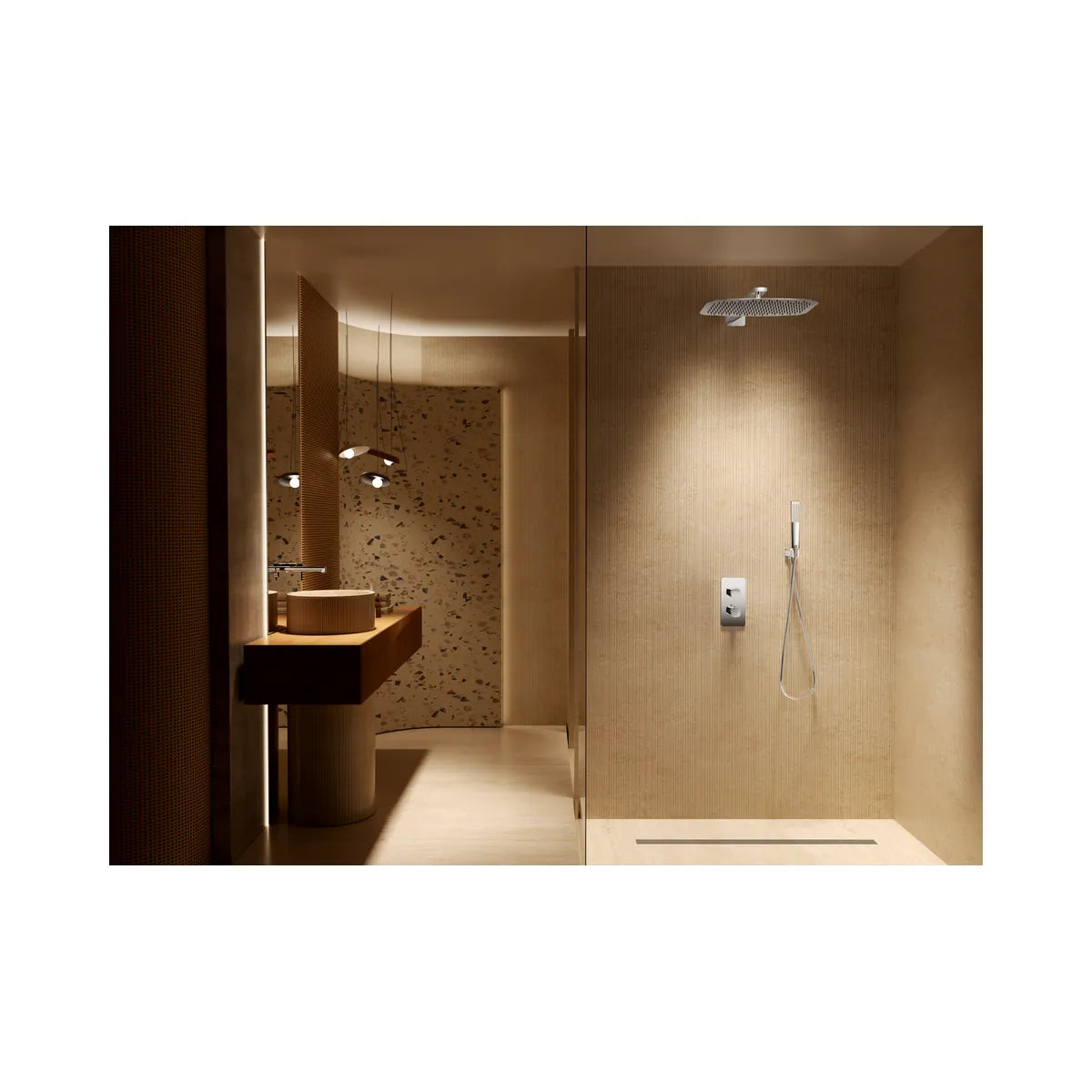 Conjunto Ducha Termostático Imex Toscana Oro Rosa Cepillado - ambiente_1 - Imex