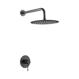 Set monomando empotrado 1 vía Line con rociador black gun metal Imex