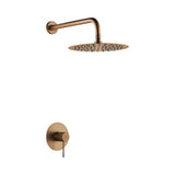 Set monomando empotrado 1 vía Line con rociador oro rosa cepillado Imex