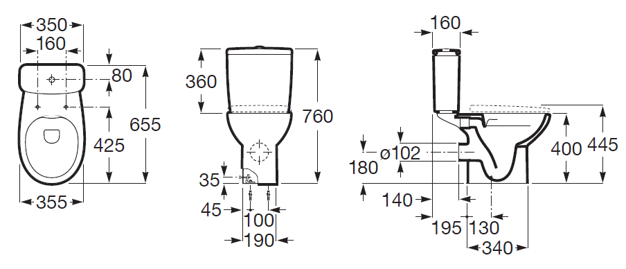 Roca Victoria Torneira de tanque baixo com tecnologia rimless e saída horizontal na cor branca