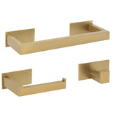 Accessoires de salle de bains adhésifs sans perçage en or mat avec protection PVD porte serviettes 30 cm porte rouleaux et patere de Valaz