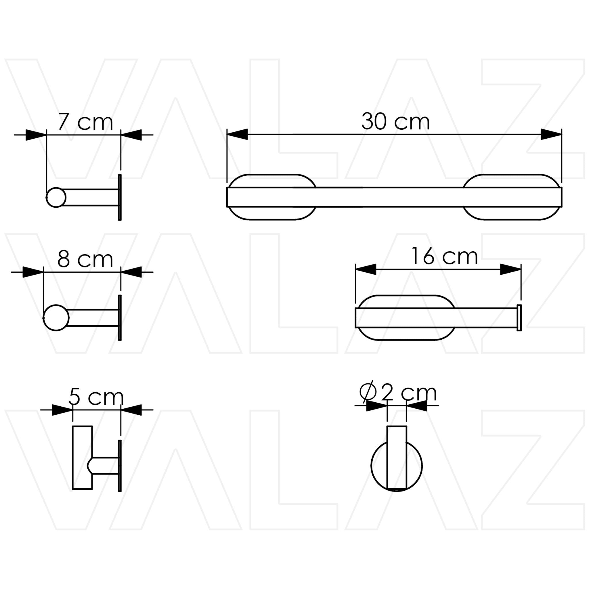 Accesorios de baño adhesivos sin taladro negro mate acero SUS304 toallero 30 cm portarrollos percha 1 2 3 de Valaz 1