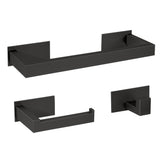 Accessoires de bain adhésifs sans perçage noir mat carrés porte serviettes de 30 cm porte rouleaux et 3 crochets de Valaz