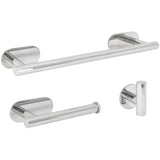Accessoires de salle de bain à installation adhésive sans perçage fini chromé en acier SUS304 incluent porte serviettes de 40 cm porte rouleau et deux crochets de Valaz