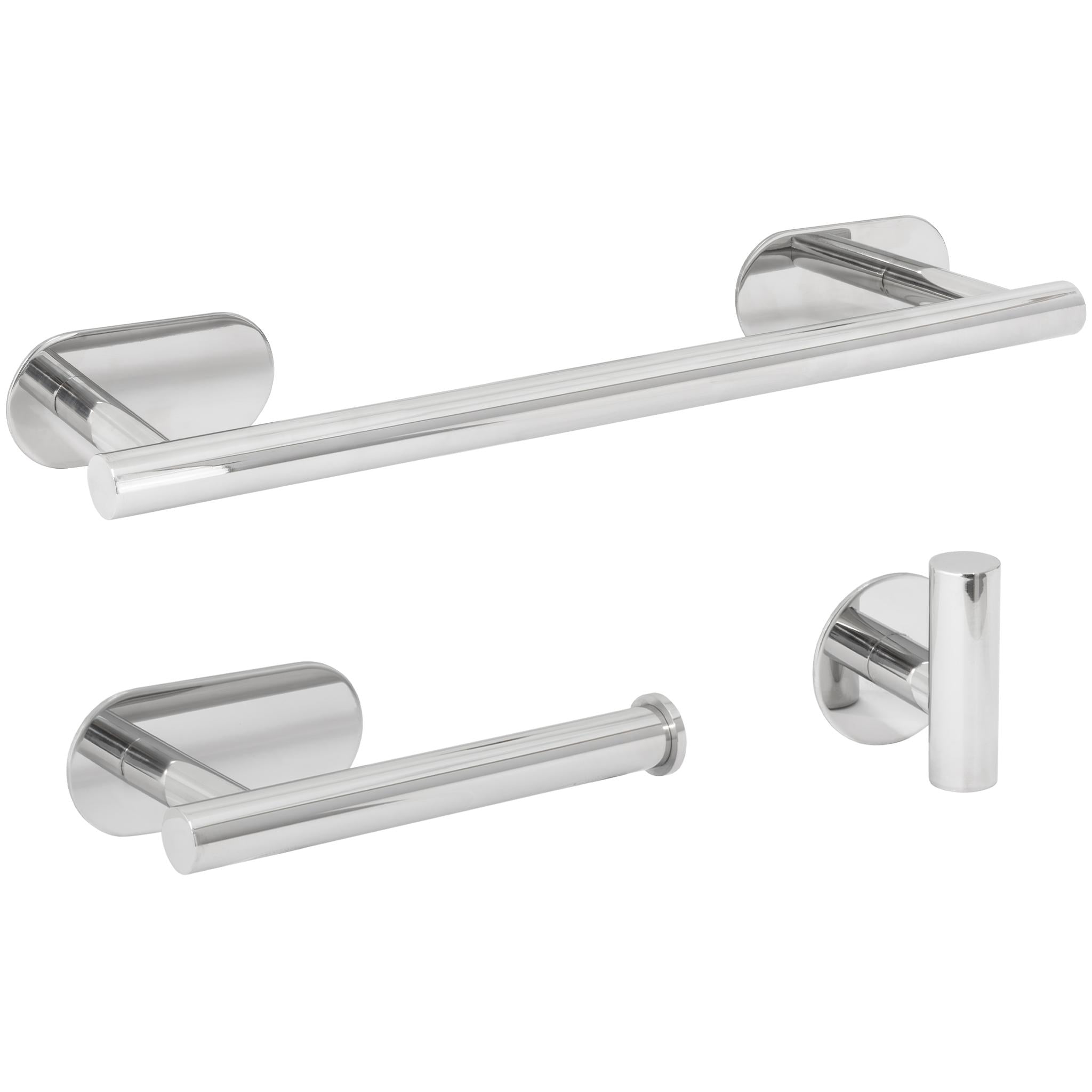Accesorios de baño cromados adhesivos en acero SUS304 toallero 40 cm exterior 35 cm interior portarollos percha opcion 1 2 3 de Valaz 0