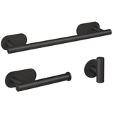 Accesorios de baño negro mate con montaje adhesivo sin taladro Toallero 40 cm Portarollos Percha de Valaz