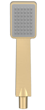 Hand shower with a square and wide design and brushed gold finish by Valaz