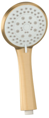 duche de mão design elegante e funcional com formato redondo e cabeçote de duche largo e acabamento dourado fosco da Valaz