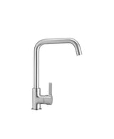 Single-lever sink faucet with high spout made of brass and a MINIMALIST BLUE stainless steel finish by Aquore