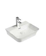 Countertop washbasin with fine edges and made of white MOI ceramic by Aquore