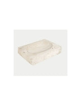Jabonera con forma rectangular elaborada en mármol travertino de 12,5x10 cm SANDY de Aquore