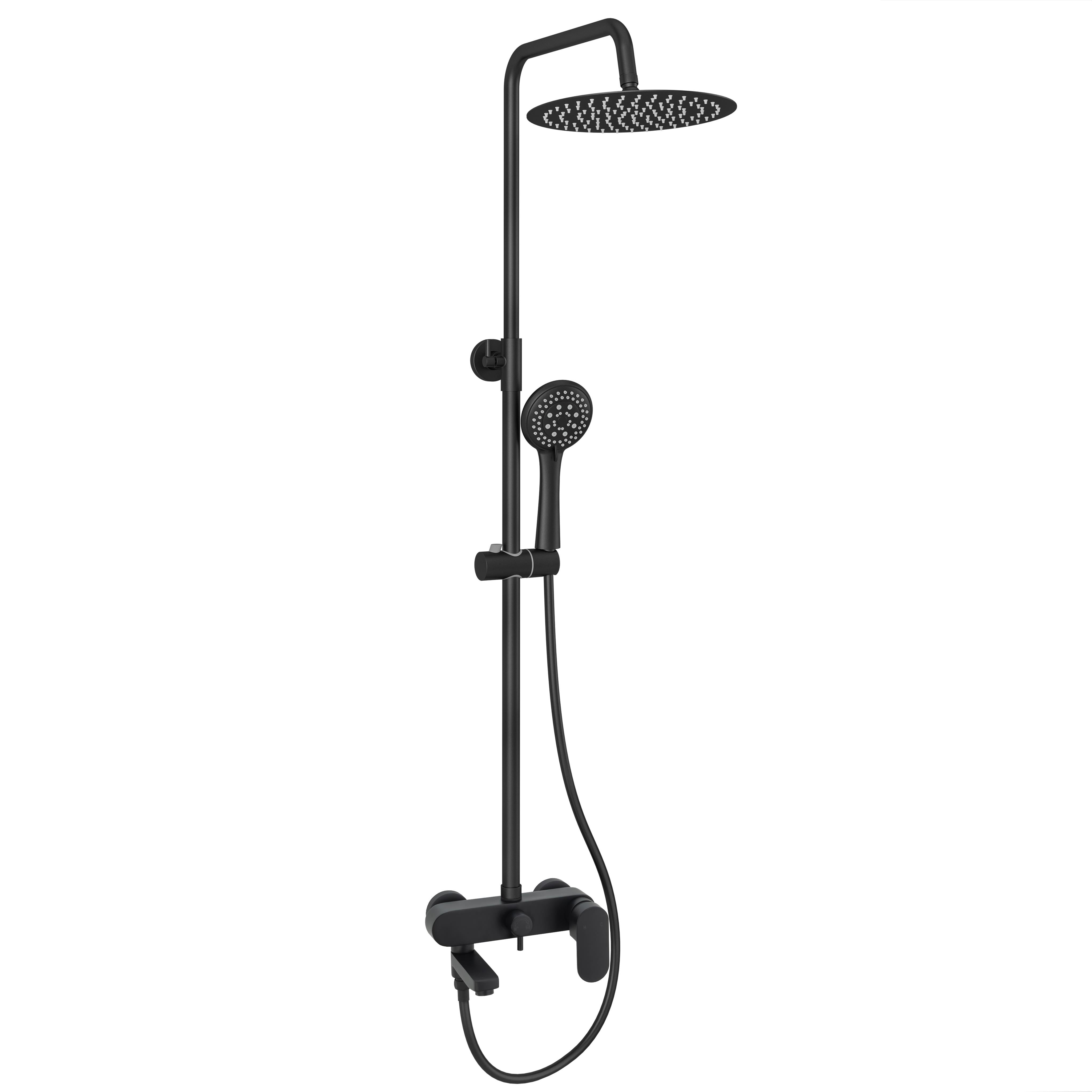 Barra de ducha bañera monomando redonda negro mate altura ajustable 90 a 150 cm Viar de Valaz 0
