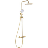 Barra de ducha bañera termostática redonda ajustable hasta 150 cm oro mate protección PVD Ebro de Valaz