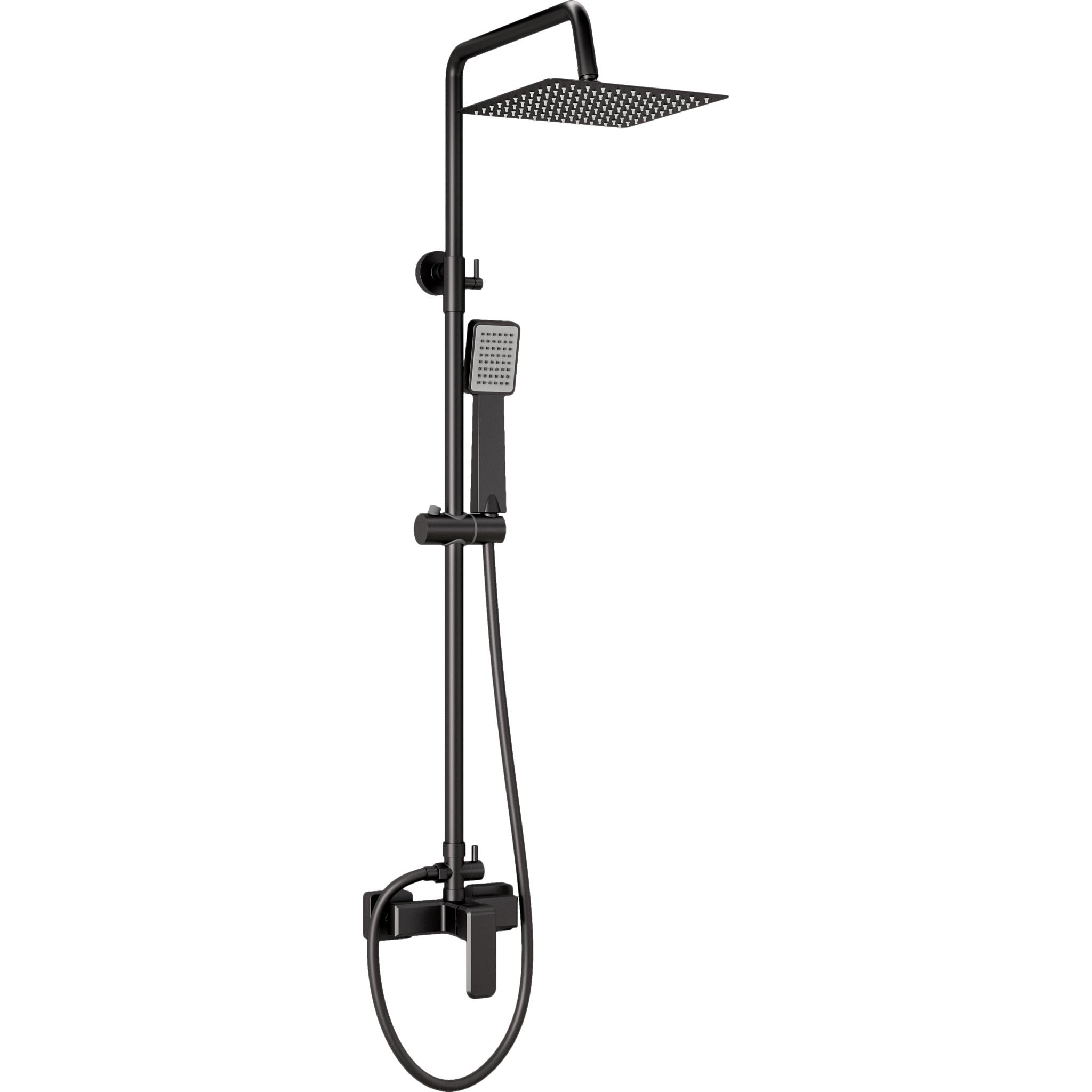 Barra de ducha monomando cuadrada ajustable hasta 120 cm negro mate Vinalopo de Valaz 0