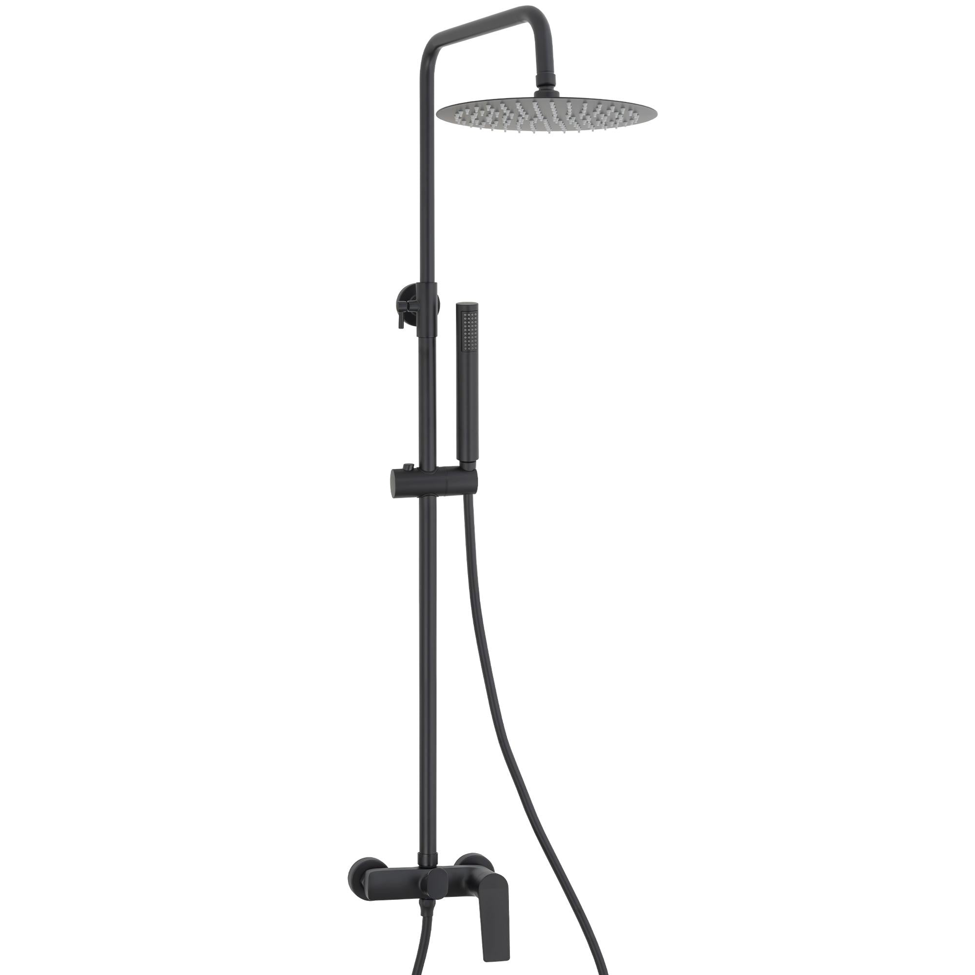 Barra de ducha monomando redonda ajustable hasta 120 cm negro mate Valdivia de Valaz 0