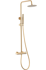 Barra de ducha termostática redonda en dorado cepillado ajustable de 80 a 120 cm Birim de Valaz