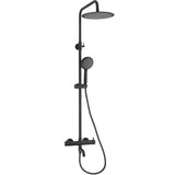 Round matte black single handle shower and bath bar from 90 to 150 cm 20 cm Jabalón by Valaz