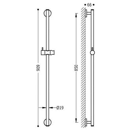 Barra deslizante de ducha de forma circular con maneta de latón y acabado cromado Minimal TRES 2