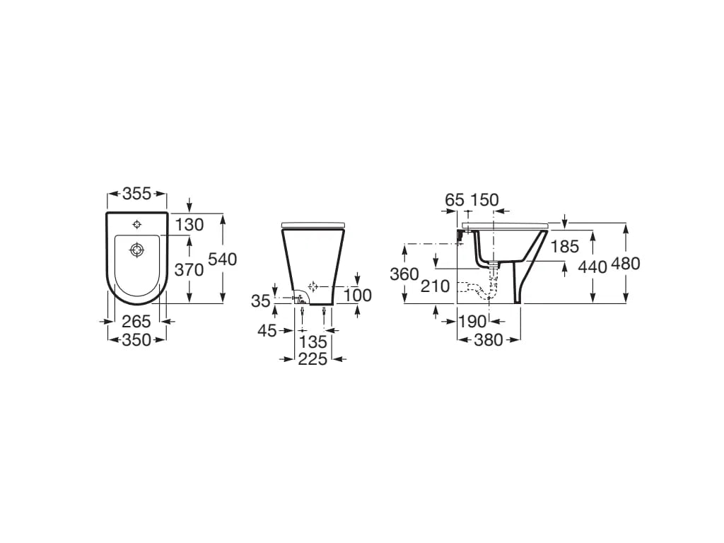 Bidé de pared con altura confort y acabado blanco The Gap Round de Roca