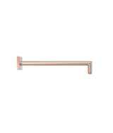 Brazo a pared para rociador de ducha con base cuadrada acabado oro rosa mate Complementos Tres