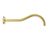 Brazo de ducha curvado de latón con acabado dorado para pared TRES