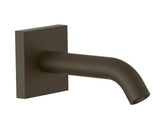 Caño para empotrar en pared de ducha o bañera con base cuadrada y acabado negro bronce TRES