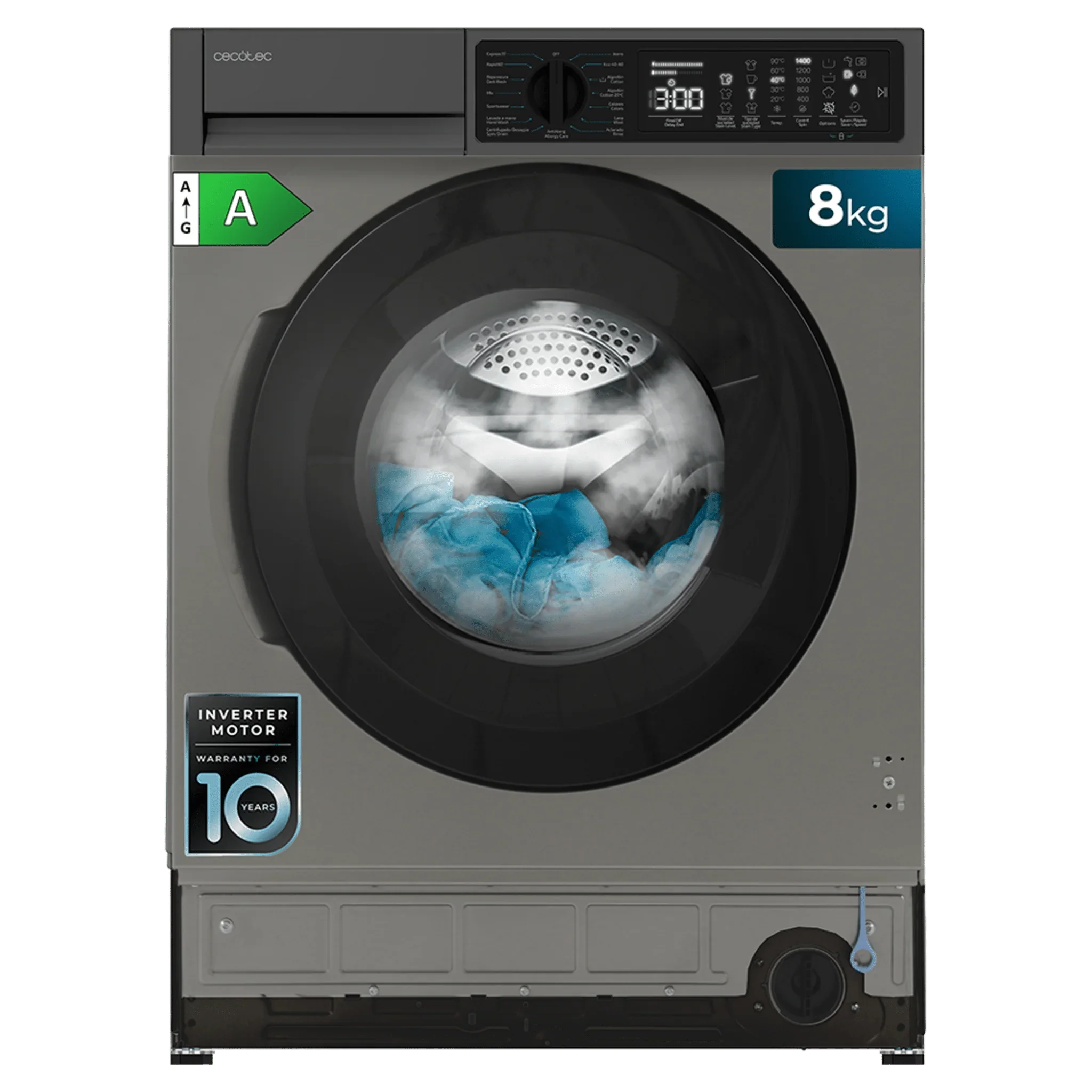 CECOTEC 00130 Máquina de Lavar Integrável Bolero DressCode 850 BI Inverter de 8 kg 1400 rpm com Motor Inverter Plus e 15 Programas