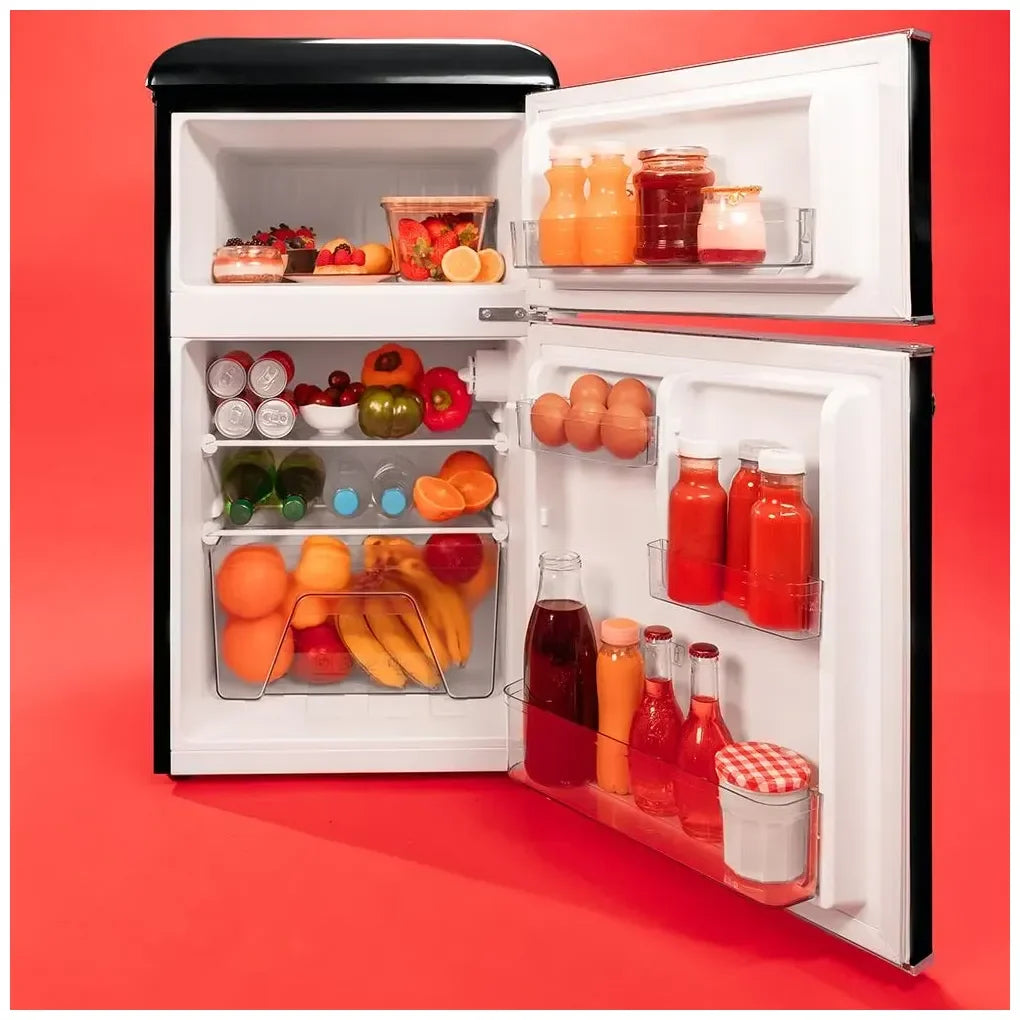 cecotec_01897_mini_frigorífico_retro_86l_negro_con_luz_led_y_tirador_gold_rose_4