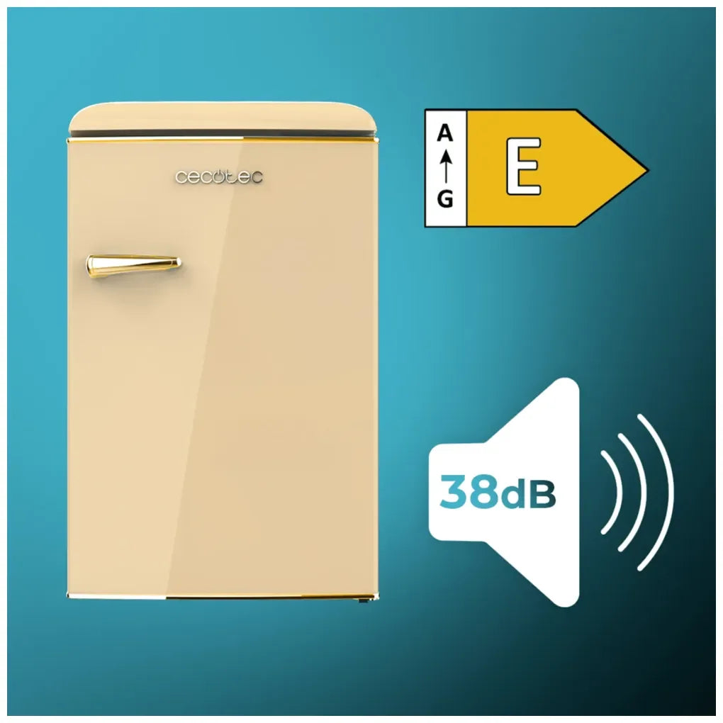 cecotec_02747_mini_frigorífico_retro_110l_beige_con_icebox_y_tirador_gold__clase_e_2