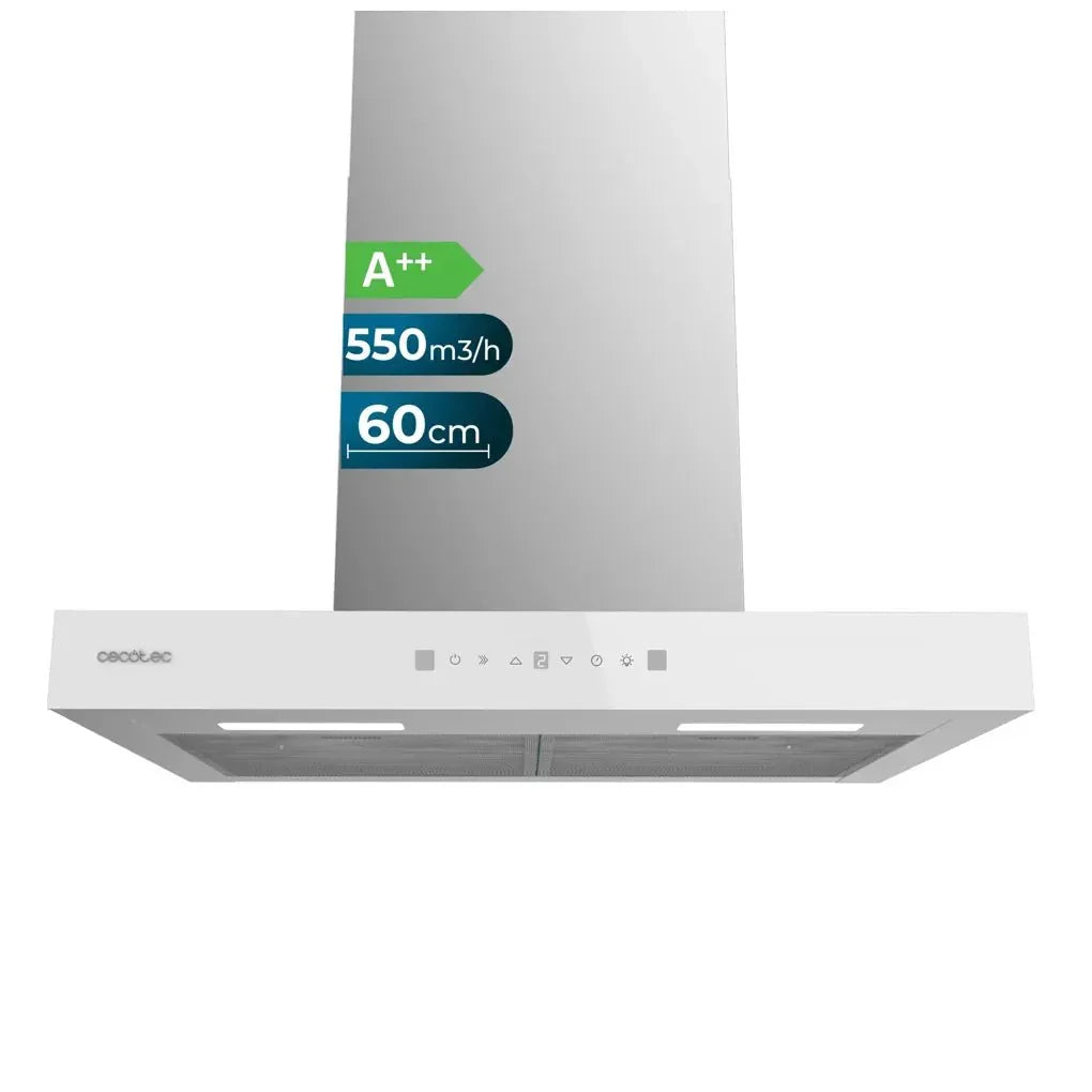 cecotec_02845_campana_extractora_60cm_cristal_blanco__succión_550m3_h__a++__control_táctil_1