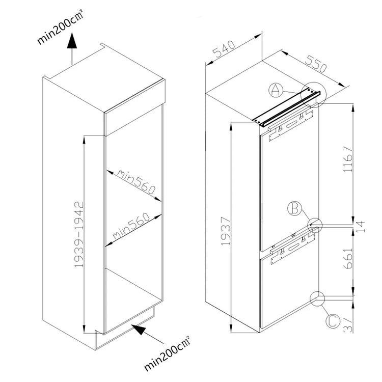 cecotec_a01_eu01_100090_frigorífico_combi_integrable_267l_no_frost_con_ahorro_energético_y_diseño_elegante_2