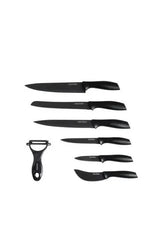 Pack de siete cuchillos profesionales color negro de acero inoxidable y recubrimiento cerámico titanium de Cecotec