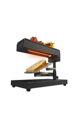 Máquina de raclette de 600 w hecha en acero inoxidable con termostato y 2 espátulas chesse&grill 6000 black de Cecotec