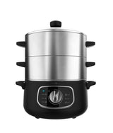 Vaporera eléctrica 1300W 10L con 3 recipientes en acero inoxidable para cocción saludable Vapovita SteelPot de Cecotec