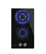 Placa de gas Bolero Squad G 2200S cristal negro 2 fuegos encendido eléctrico quemador WOK triple corona 5 25kW de Cecotec