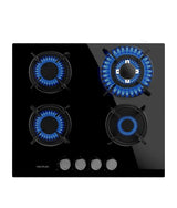Placa de Gas Bolero Squad G 4200S 4 Fuegos Cristal Negro con WOK Triple Corona y Encendido Eléctrico de Cecotec