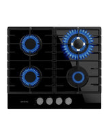 Placa de gas Bolero Squad G 4200F 4 fuegos cristal negro con WOK y seguridad para gas natural y butano de Cecotec