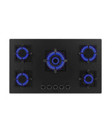 Bolero Squad G 5800S Placa de gas 5 fuegos cristal negro mate 13 1kW con quemador WOK y seguridad eléctrica de Cecotec
