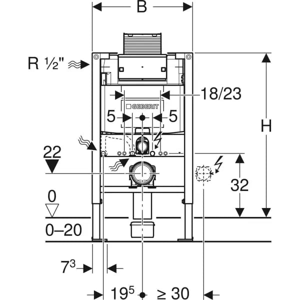 Cisterna empotrada Omega 12 cm para pared de obra de 82 cm de altura mínima o pared ligera Duofix de Geberit