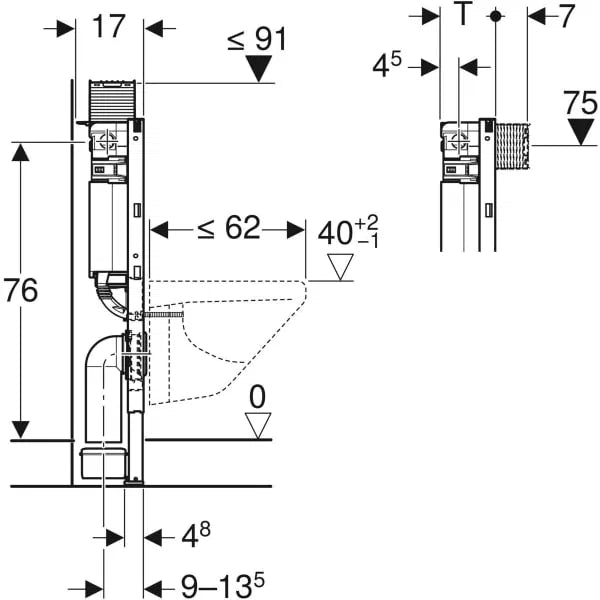 Cisterna empotrada Omega 12 cm para pared de obra de 82 cm de altura mínima o pared ligera Duofix de Geberit