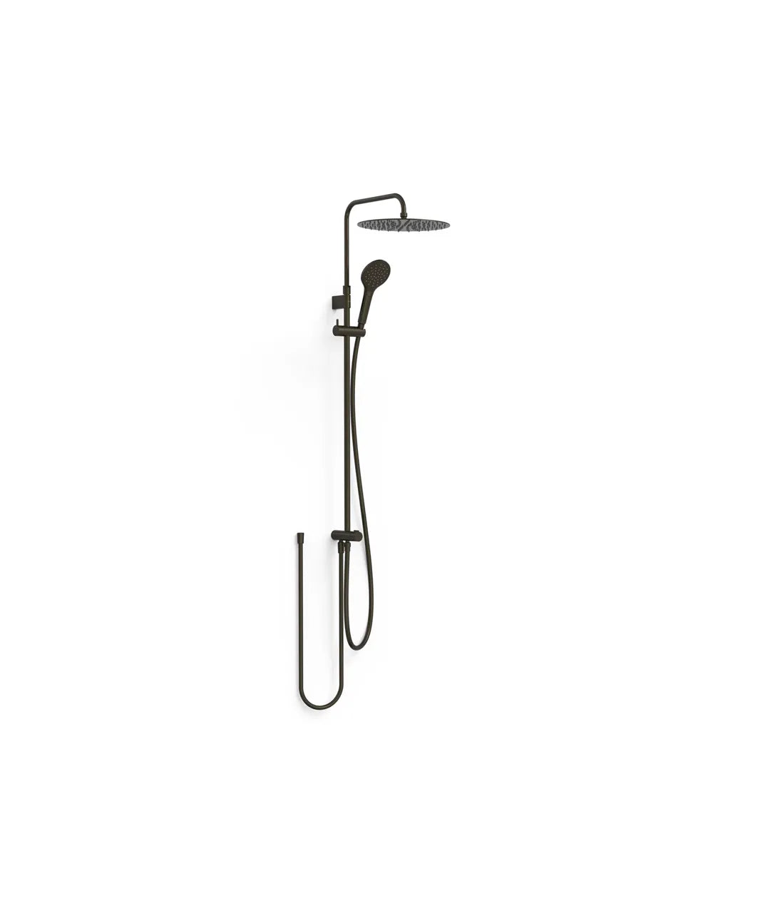 Columna de ducha con acabado negro bronce y rociador circular para cualquier grifo Over Wall Tres 0