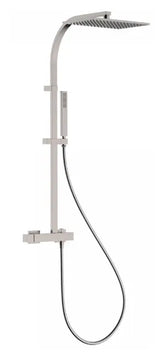 Columna de ducha con grifo monomando de latón y acabado de acero BASIC Slim Exclusive TRES