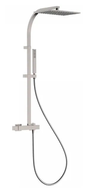 Columna de ducha con grifo monomando de latón y acabado de acero BASIC Slim Exclusive TRES 0