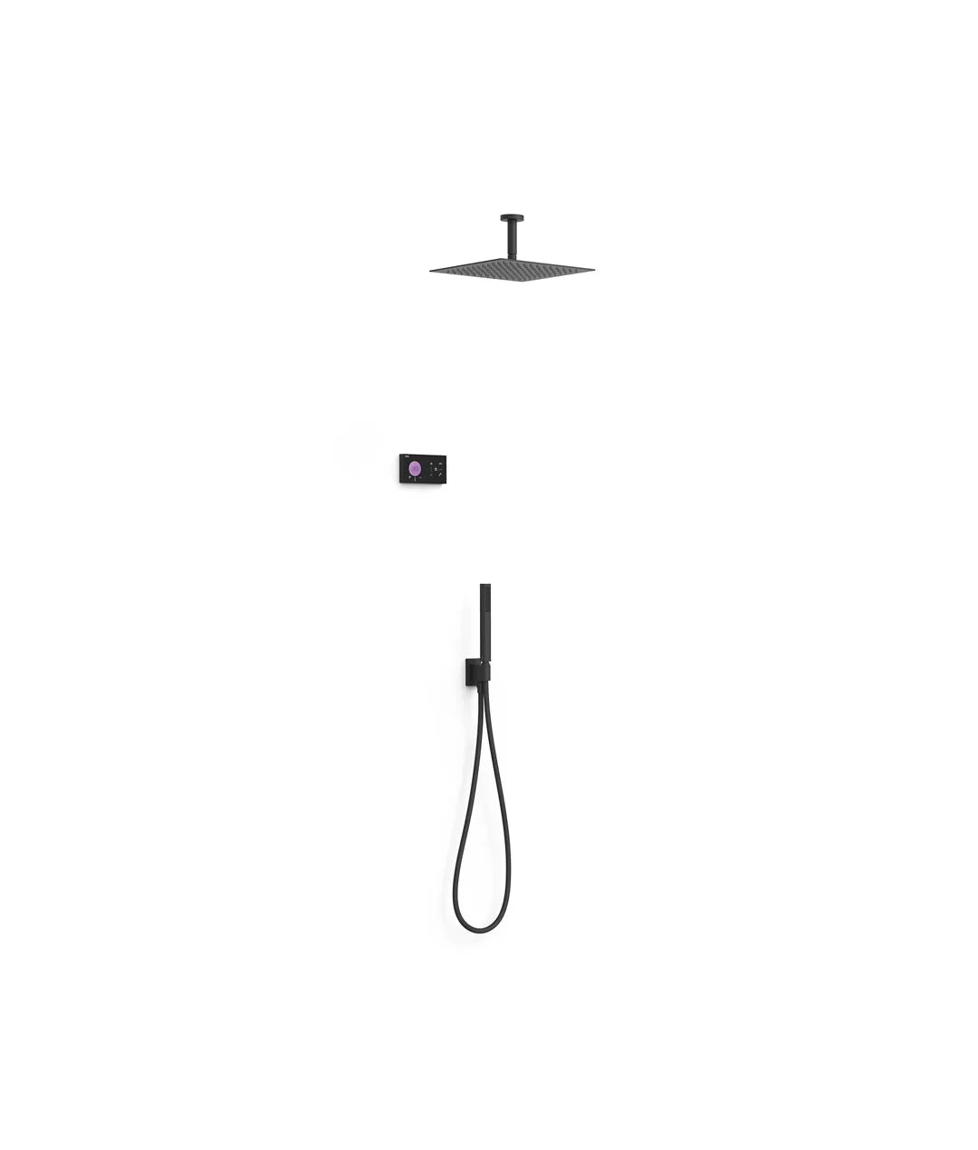 Columna de ducha con grifo termostático electrónico de acabado negro mate Shower Tres 0