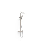 Columna de ducha con grifo termostático mural de dos vías, ducha de mano y telescópica orientable en acero Loft TRES