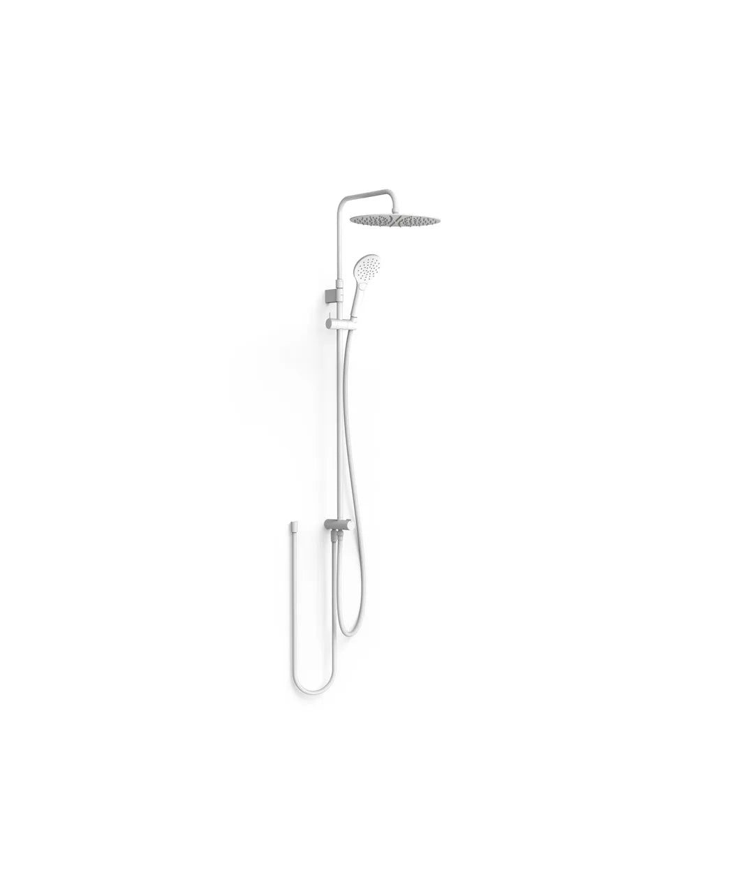 Columna de ducha con rociador circular para cualquier grifo, acabado blanco mate Over Wall Tres 0