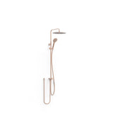 Columna de ducha con rociador circular para cualquier grifo con acabado oro rosa mate Over Wall Tres